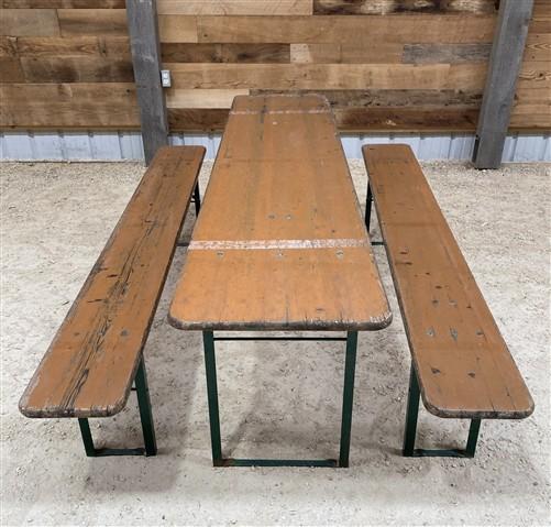 Furniture - Vintage German Oktoberfest Beer Garden Table & Bench, Wood Outdoor Set B50 by The Old Grainery