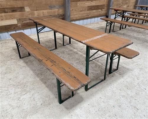 Furniture - Vintage German Oktoberfest Beer Garden Table & Bench, Wood Outdoor Set B50 by The Old Grainery