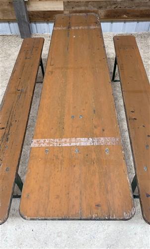 Furniture - Vintage German Oktoberfest Beer Garden Table & Bench, Wood Outdoor Set B50 by The Old Grainery