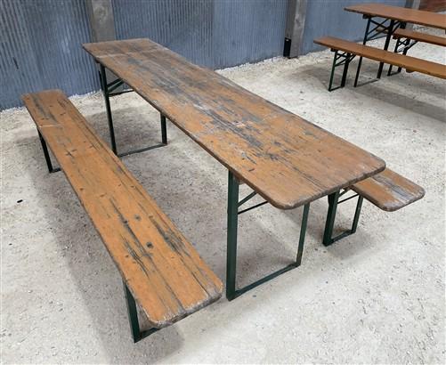 Furniture - Vintage German Oktoberfest Beer Garden Table & Bench, Wood Outdoor Set B55 by The Old Grainery
