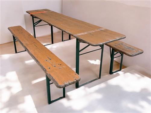 Furniture - Vintage German Oktoberfest Beer Garden Table & Bench, Wood Outdoor Set B51 by The Old Grainery