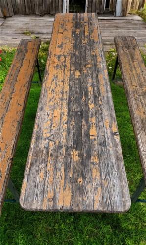Furniture - Vintage German Oktoberfest Beer Garden Table & Bench, Wood Outdoor Set B53 by The Old Grainery