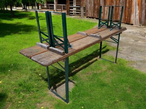 Furniture - Vintage German Oktoberfest Beer Garden Table & Bench, Wood Outdoor Set B53 by The Old Grainery