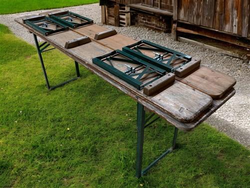Furniture - Vintage German Oktoberfest Beer Garden Table & Bench, Wood Outdoor Set B53 by The Old Grainery