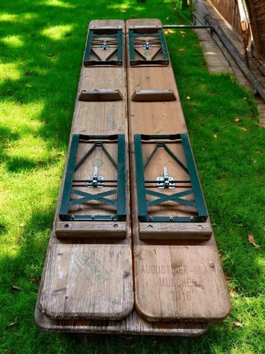 Furniture - Vintage German Oktoberfest Beer Garden Table & Bench, Wood Outdoor Set B53 by The Old Grainery