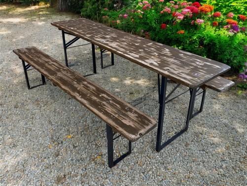 Furniture - Vintage German Oktoberfest Beer Garden Table & Bench, Wood Outdoor Set B54 by The Old Grainery