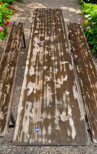 Furniture - Vintage German Oktoberfest Beer Garden Table & Bench, Wood Outdoor Set B54 by The Old Grainery
