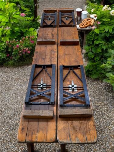 Furniture - Vintage German Oktoberfest Beer Garden Table & Bench, Wood Outdoor Set B54 by The Old Grainery