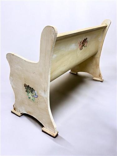 Cream Floral Wooden Bench, Vintage Entryway, Park Bench Church Pew Bench Seating