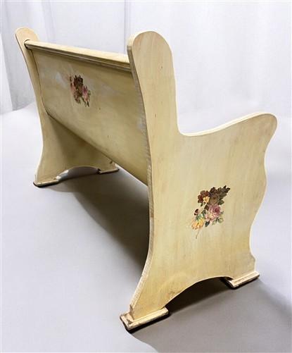 Cream Floral Wooden Bench, Vintage Entryway, Park Bench Church Pew Bench Seating