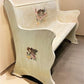 Cream Floral Wooden Bench, Vintage Entryway, Park Bench Church Pew Bench Seating
