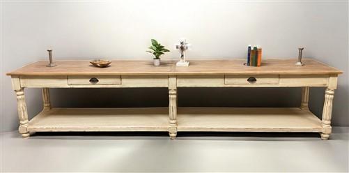 Kitchen Island - 12' Antiqued Kitchen Island with Drawers, Store Counter Display Harvest Table, A by The Old Grainery (bar...