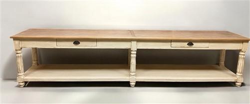 Kitchen Island - 12' Antiqued Kitchen Island with Drawers, Store Counter Display Harvest Table, A by The Old Grainery (bar...