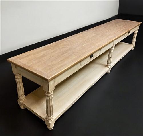 Kitchen Island - 12' Antiqued Kitchen Island with Drawers, Store Counter Display Harvest Table, A by The Old Grainery (bar...
