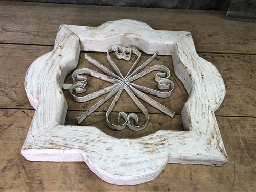 White Mini Clover Wood Metal Window Frame, Architectural, Brown Highlights A,