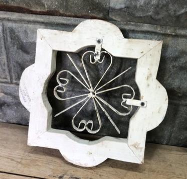 White Mini Clover Wood Metal Window Frame, Architectural, Brown Highlights A,