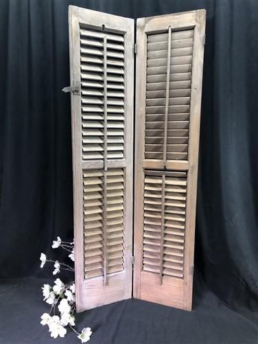 Shutter - Wooden Window Shutter, Victorian Window Louver, Architectural Salvage B49, by The Old Grainery (brown, country,...
