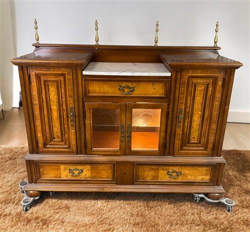 Sideboard - Marble Top Sideboard Cabinet, Vintage Cocktail Bar, Home Bar Counter Table by The Old Grainery (buffet cabinet...