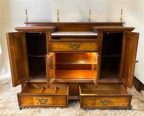 Sideboard - Marble Top Sideboard Cabinet, Vintage Cocktail Bar, Home Bar Counter Table by The Old Grainery (buffet cabinet...