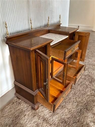 Sideboard - Marble Top Sideboard Cabinet, Vintage Cocktail Bar, Home Bar Counter Table by The Old Grainery (buffet cabinet...