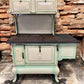 Wood Burning Stove - Monogram Stove, Vintage Wood/Coal Burning Stove, Cream & Sage Enamel, Cast Iron by The Old Grainery (...