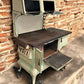 Wood Burning Stove - Monogram Stove, Vintage Wood/Coal Burning Stove, Cream & Sage Enamel, Cast Iron by The Old Grainery (...