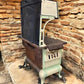 Wood Burning Stove - Monogram Stove, Vintage Wood/Coal Burning Stove, Cream & Sage Enamel, Cast Iron by The Old Grainery (...