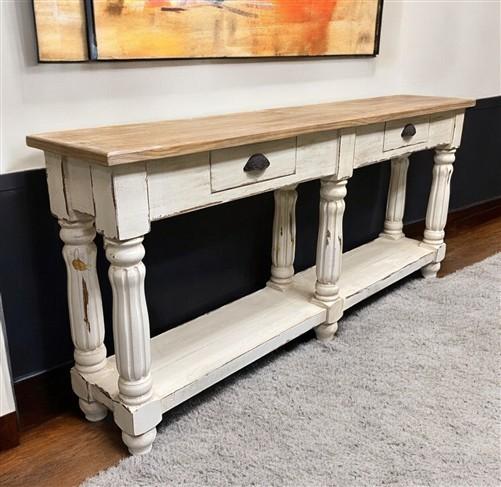 Tables - 72" White Sofa Table with Drawers, Coffee Table, End Table, Entryway, Console, A by The Old Grainery (Bi Level, c...