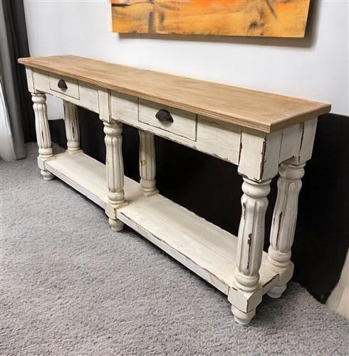 Tables - 72" White Sofa Table with Drawers, Coffee Table, End Table, Entryway, Console, A by The Old Grainery (Bi Level, c...