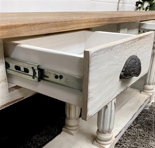 Tables - 72" White Sofa Table with Drawers, Coffee Table, End Table, Entryway, Console, A by The Old Grainery (Bi Level, c...