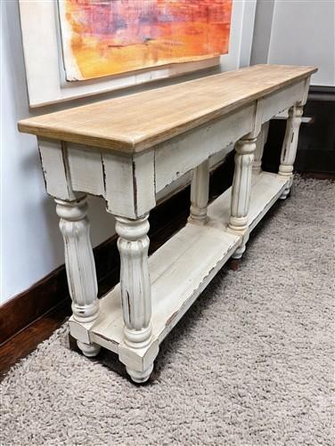 Tables - 72" White Sofa Table with Drawers, Coffee Table, End Table, Entryway, Console, A by The Old Grainery (Bi Level, c...