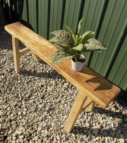 Wooden bench - Village Natural Wood Bench, Indoor Entryway Bench, Rustic Farmhouse Decor D, by The Old Grainery (19 in tal...