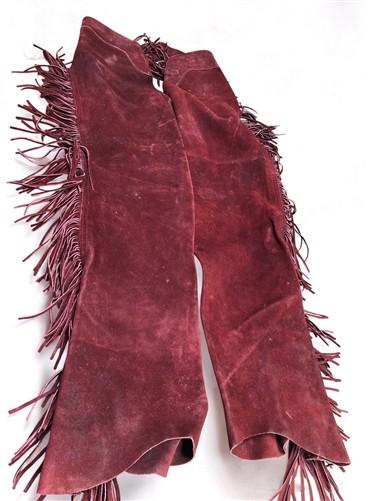 Chaps - Rich Suede Fringed Chaps, Vintage Cowboy Western Concho Rodeo Riding Chaps D, by The Old Grainery (Adult, chaps, c...