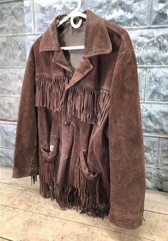 Western jacket - Suede Leather Fringed Jacket, Vintage Mens Western Ranch Coat, Unmarked Jacket F by The Old Grainery (coa...