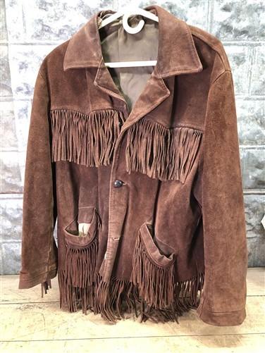 Western jacket - Suede Leather Fringed Jacket, Vintage Mens Western Ranch Coat, Unmarked Jacket F by The Old Grainery (coa...