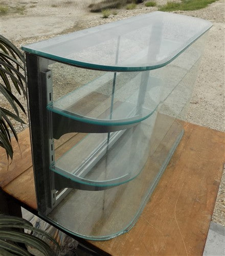 Columbus Show Case Curved Glass Countertop, Vintage Bakery Jewelry Display