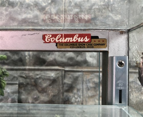Columbus Show Case Curved Glass Countertop, Vintage Bakery Jewelry Display