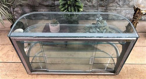 Columbus Show Case Curved Glass Countertop, Vintage Bakery Jewelry Display