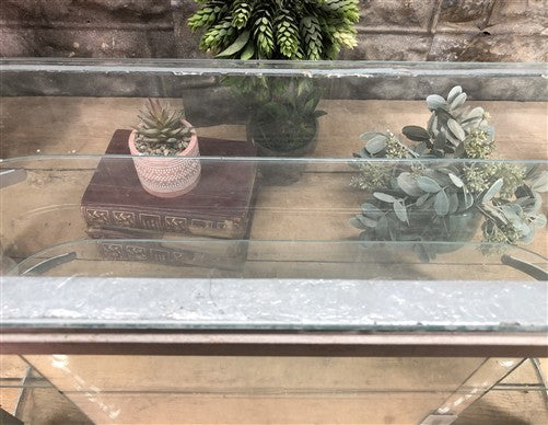 Columbus Show Case Curved Glass Countertop, Vintage Bakery Jewelry Display