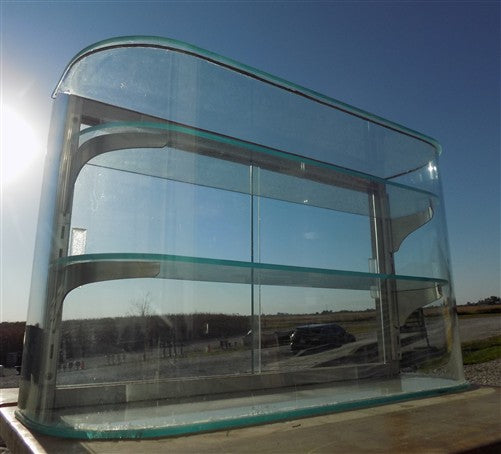 Columbus Show Case Curved Glass Countertop, Vintage Bakery Jewelry Display