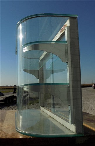 Columbus Show Case Curved Glass Countertop, Vintage Bakery Jewelry Display