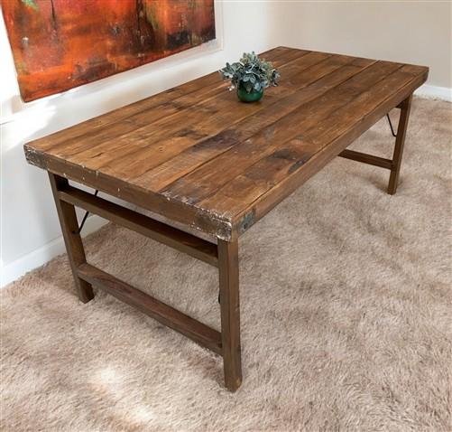 Wood Folding Table, (72x36) Vintage Dining Room, Kitchen Island, Portable, A142