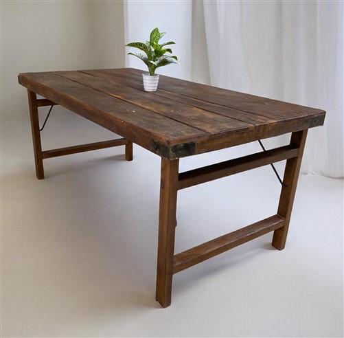 Wood Folding Table, (68x35) Vintage Dining Room, Kitchen Island, Portable, A143