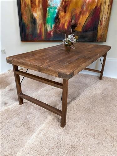 Wood Folding Table, (72x36) Vintage Dining Room, Kitchen Island, Portable, A144