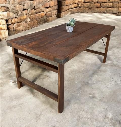 Wood Folding Table (67.5x34.25) Vintage Dining Room Kitchen Island Portable A145