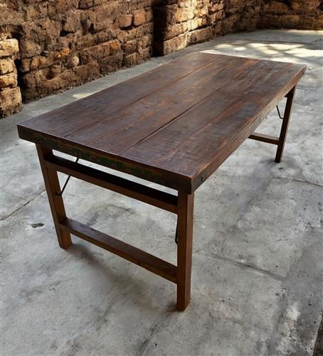 Wood Folding Table (67.5x34.25) Vintage Dining Room Kitchen Island Portable A145