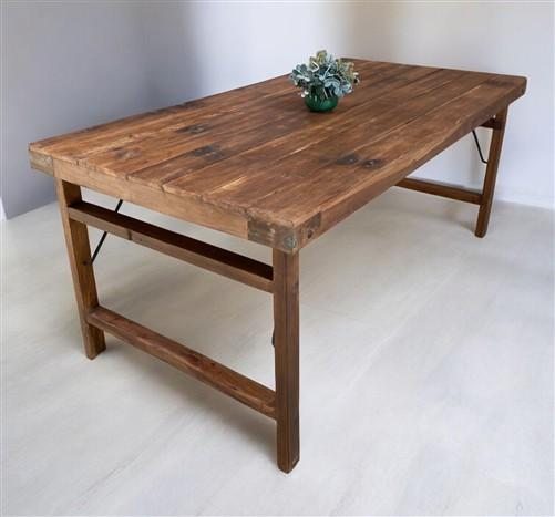 Wood Folding Table, (72x36) Vintage Dining Room, Kitchen Island, Portable, A146