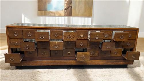 Vintage Cabinet - 10' Oak Shirt Clothes Showcase, Vintage Store Counter Display Case, Mercantile A by The Old Grainery (ar...