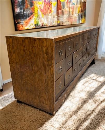 Vintage Cabinet - 10' Oak Shirt Clothes Showcase, Vintage Store Counter Display Case, Mercantile A by The Old Grainery (ar...