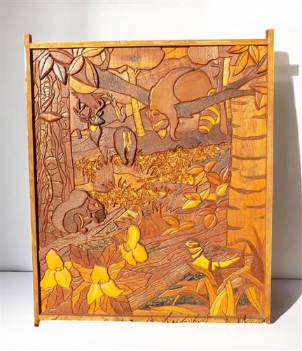Wooden Carving - 3D Wooden Relief Carving, North American Wildlife, Rustic Carved Wood Folk Art by The Old Grainery (3D, a...